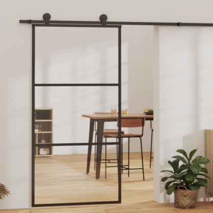 1 VidaXL Skjutdrr ESG-glas och aluminium 102x205 cm svart