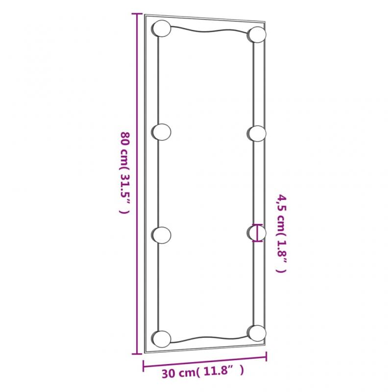 1 VidaXL Vggspegel med LED-belysning rektangulr 30x80 cm glas