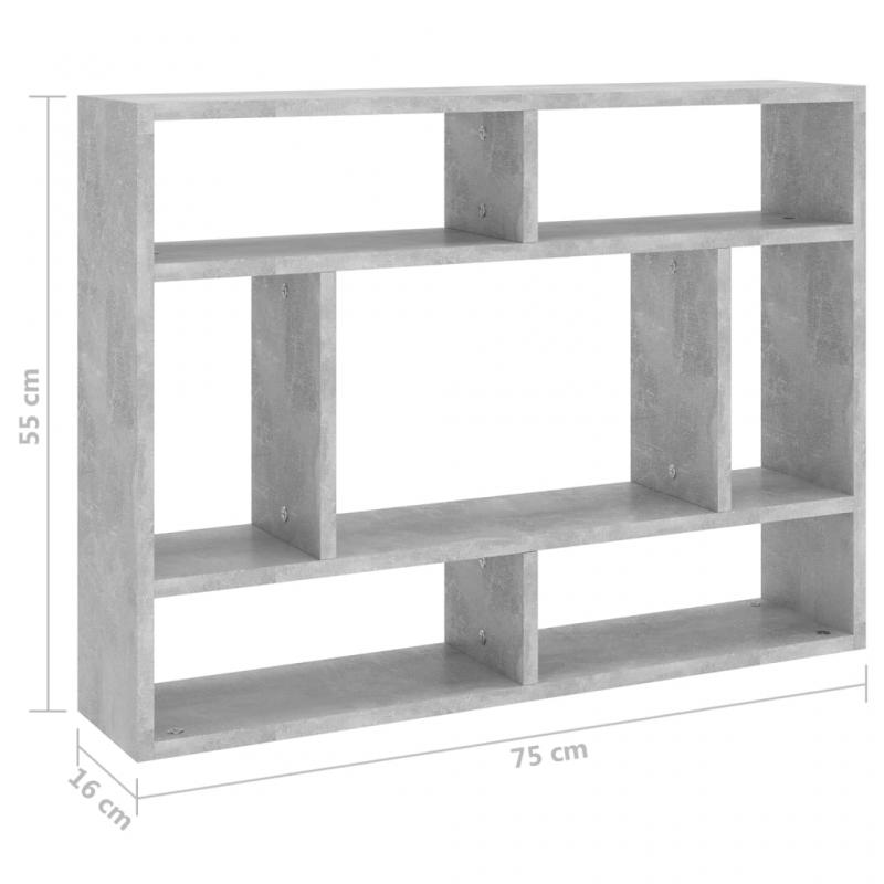 1 VidaXL Vgghylla 75x16x55 cm betonggr konstruerat tr