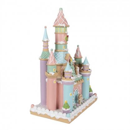 1 Clayre Eef Juldekoration Pepparkakshus XL 42 cm Rosa polyresin