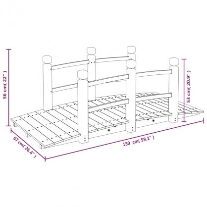 1 VidaXL Trdgrdsbro med rcken 150x67x56cm massivt grantr