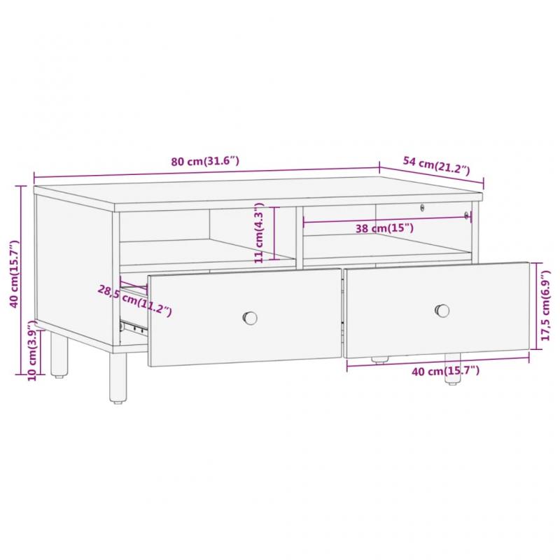 1 VidaXL Soffbord 80x54x40 cm massivt akaciatr