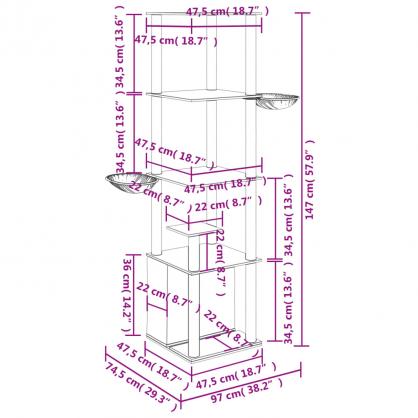 1 VidaXL Kattmbel Klstrd med sisalpelare grddvit 147 cm