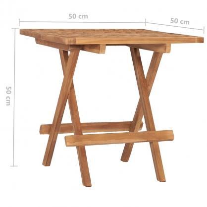 1 VidaXL Hopfllbar matgrupp med dyna Grddvit fr trdgrden 3 delar massiv teak