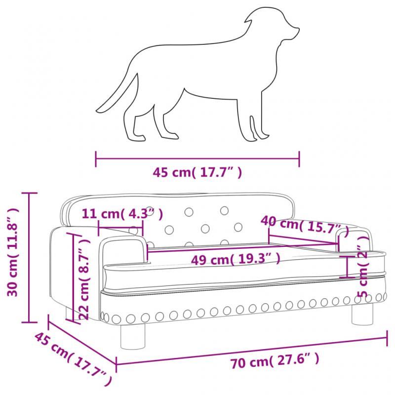 1 VidaXL Hundsng Hundbdd cappuccino 70x45x30 cm konstlder