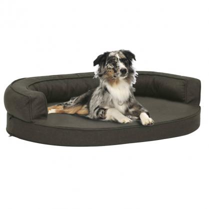 1 VidaXL Hundsng Ergonomisk hundmadrass 75x53 cm linnelook fleece mrkgr