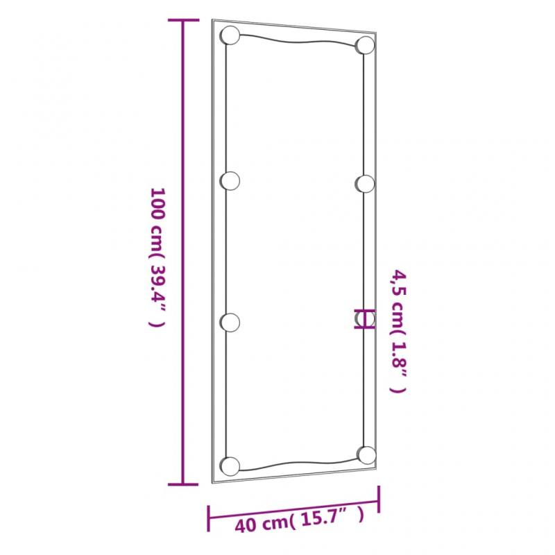 1 VidaXL Vggspegel med LED-belysning rektangulr 40x100 cm glas