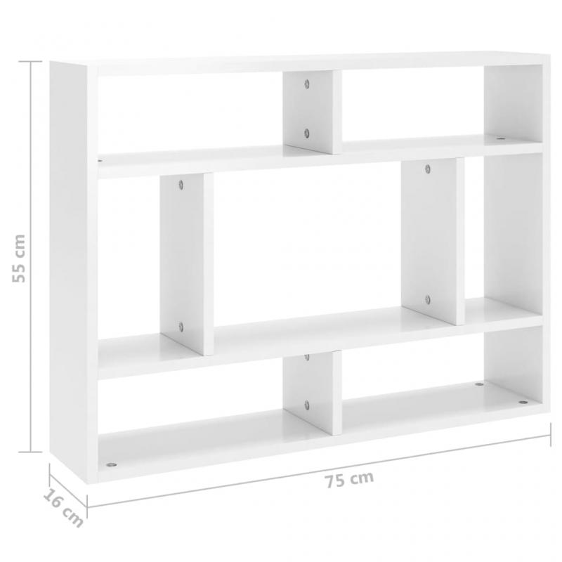 1 VidaXL Vgghylla 75x16x55 cm vit hgglans konstruerat tr