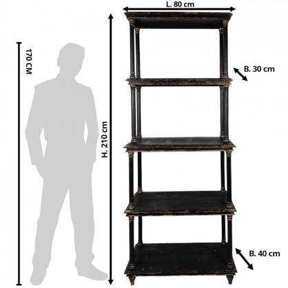 1 Clayre Eef Bokhylla 80x40x210 Cm Svart tr Hylla