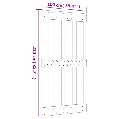 1 VidaXL Skjutdrr med beslag 100x210 cm massiv furu vit