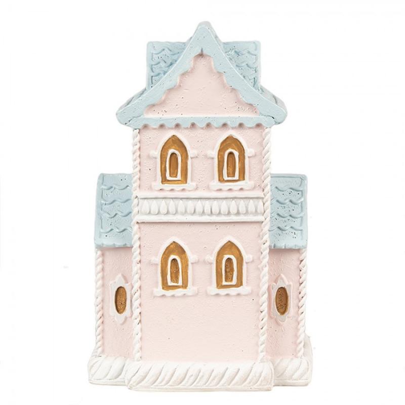 1 Clayre Eef Juldekoration Pepparkakshus LED 10x8x16 Cm Rosa polyresin