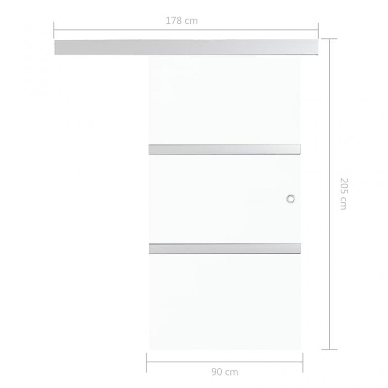 1 VidaXL Skjutdrr ESG-glas och aluminium 90x205 cm silver