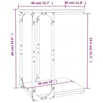 1 VidaXL Sidobord 40x30x60 cm gr sonoma konstruerat tr