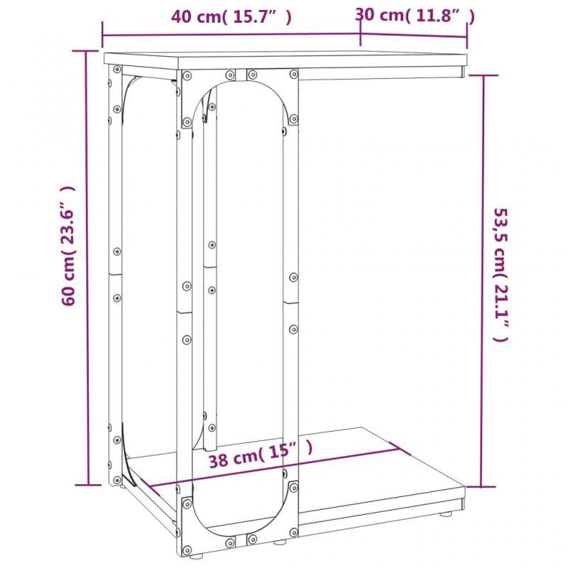 1 VidaXL Sidobord 40x30x60 cm gr sonoma konstruerat tr