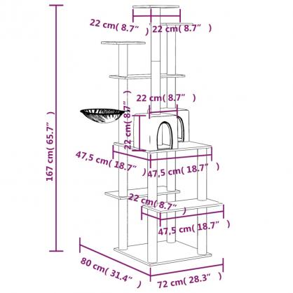 1 VidaXL Kattmbel Klstrd med sisalpelare grddvit 167 cm