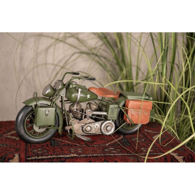 1 Clayre Eef Dekoration Figur Metalldekoration Motorcykel 38x15x19 Cm Grnt jrn