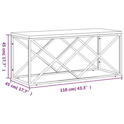 1 VidaXL Soffbord rostfritt stl silver och massivt tervunnet tr 110x45x45 cm