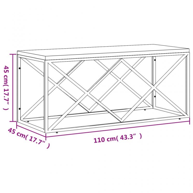 1 VidaXL Soffbord rostfritt stl silver och massivt tervunnet tr 110x45x45 cm