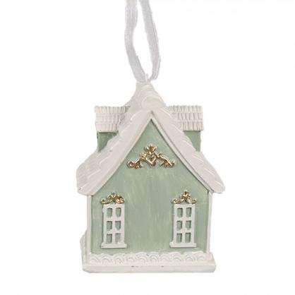 1 Clayre Eef Julgranspynt 2-pack Pepparkakshus 6x4x8 cm Grn