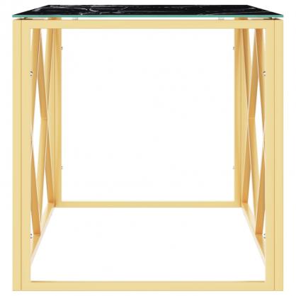 1 VidaXL Soffbord rostfritt stl guld och hrdad glas 110x45x45 cm