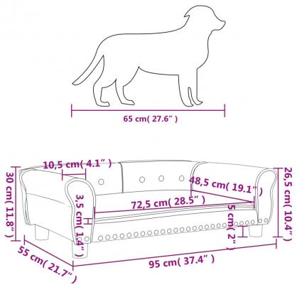 1 VidaXL Hundbdd sammet 95x55x30 cm svart