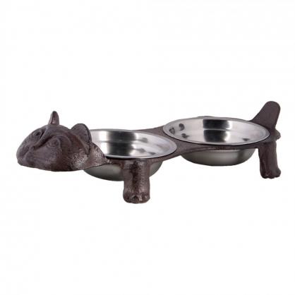 1 Clayre Eef Matskl fr Hund och Katt 42x18x8 Cm Brun jrn Oval