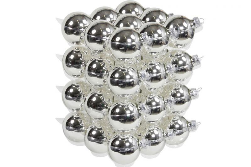 1 A Lot decoration Glaskula.Bas Silver Klar 6cm 36st