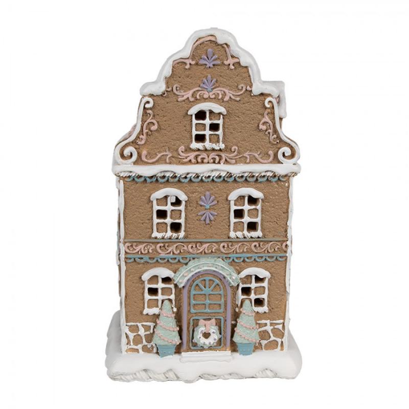 1 Clayre Eef Juldekoration Pepparkakshus LED 12x9x20 Cm Brunt polyresin