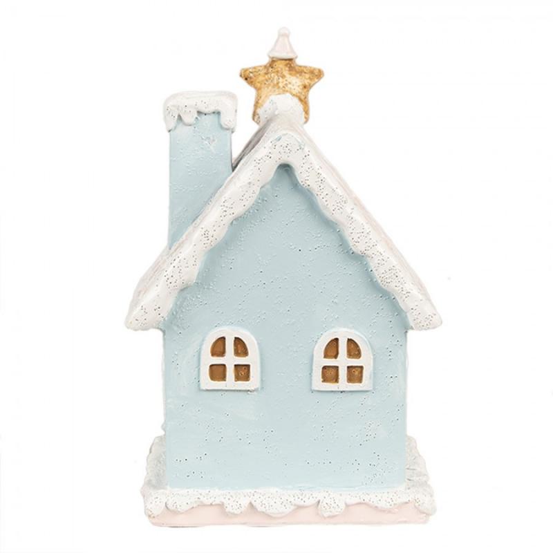 1 Clayre Eef Juldekoration Pepparkakshus LED 9x8x15 Cm Bl polyresin