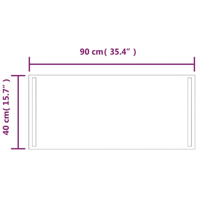 1 VidaXL Badrumsspegel LED rektangulr 90x40 cm