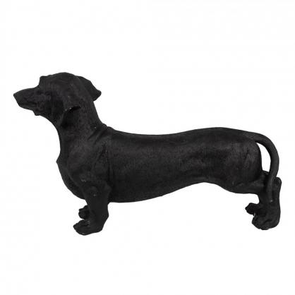 1 Clayre Eef Dekoration Figur Djur Hund 37x11x23 Cm Svart polyresin