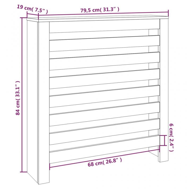 1 VidaXL Elementskydd massiv furu horisontala ribbor vit 79,5x19x84 cm