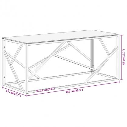 1 VidaXL Soffbord rostfritt stl silver och hrdat glas 110x45x45 cm