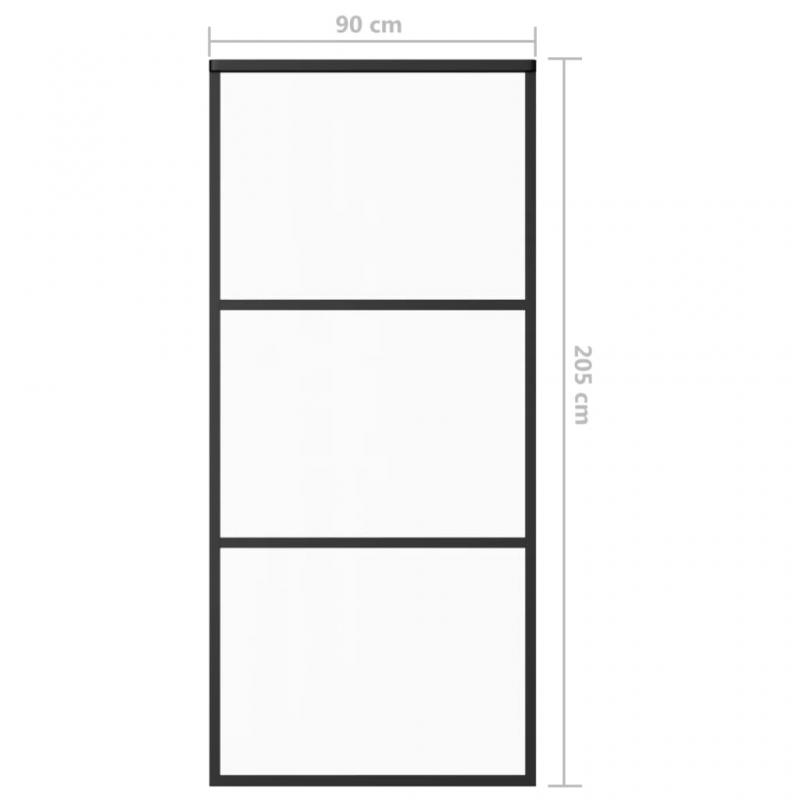 1 VidaXL Skjutdrr ESG-glas och aluminium 90x205 cm svart