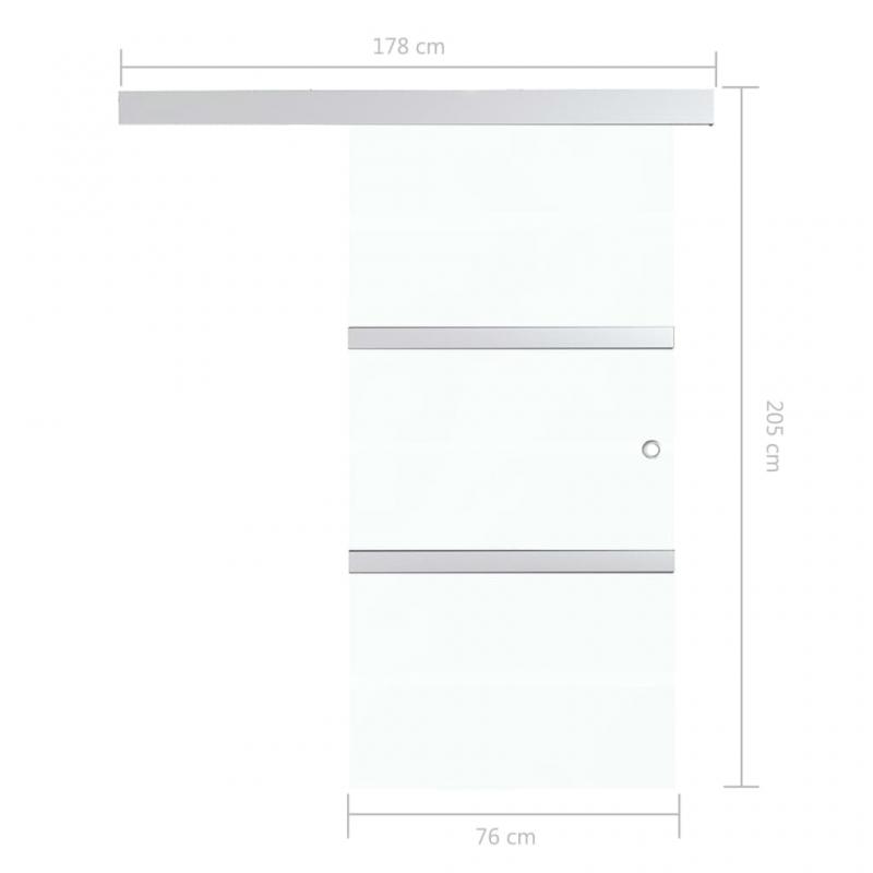 1 VidaXL Skjutdrr ESG-glas och aluminium 76x205 cm silver