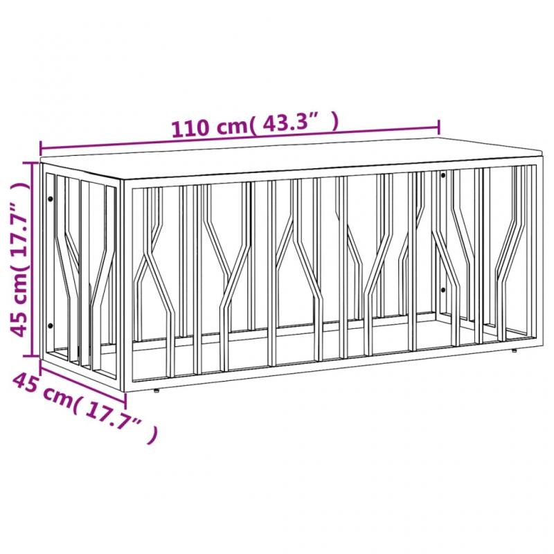 1 VidaXL Soffbord rostfritt stl silver och massivt akaciatr 110x45x45 cm