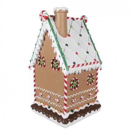 1 Clayre Eef Juldekoration Pepparkakshus XXL 51 cm Brunt polyresin