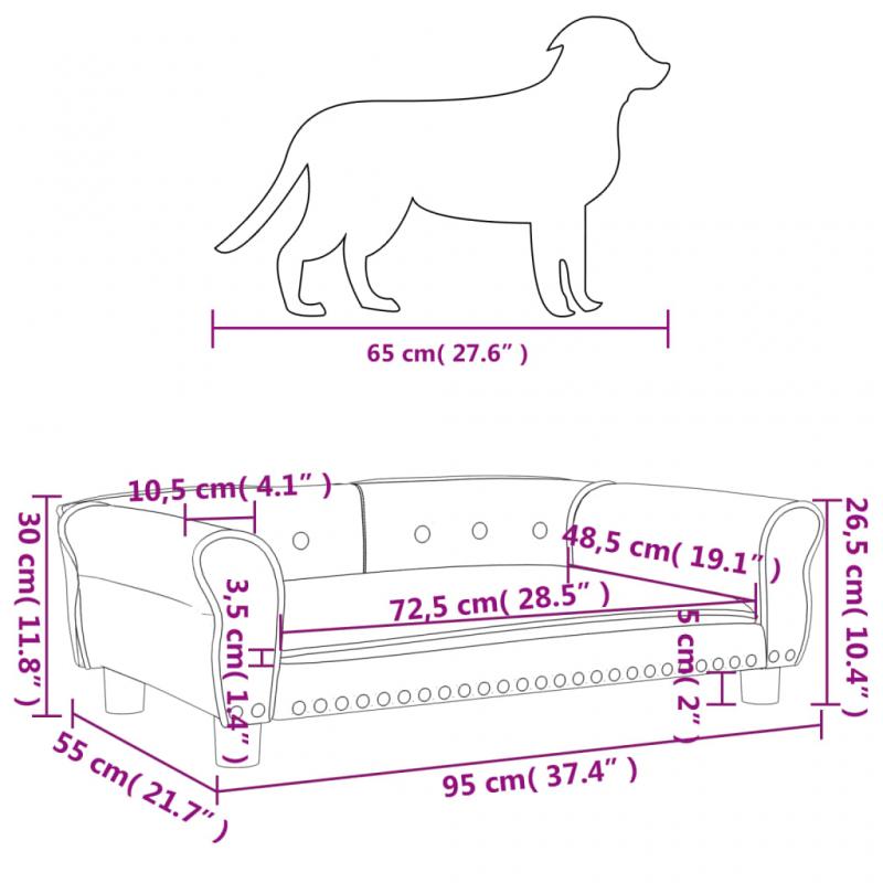 1 VidaXL Hundbdd sammet 95x55x30 cm grddvit