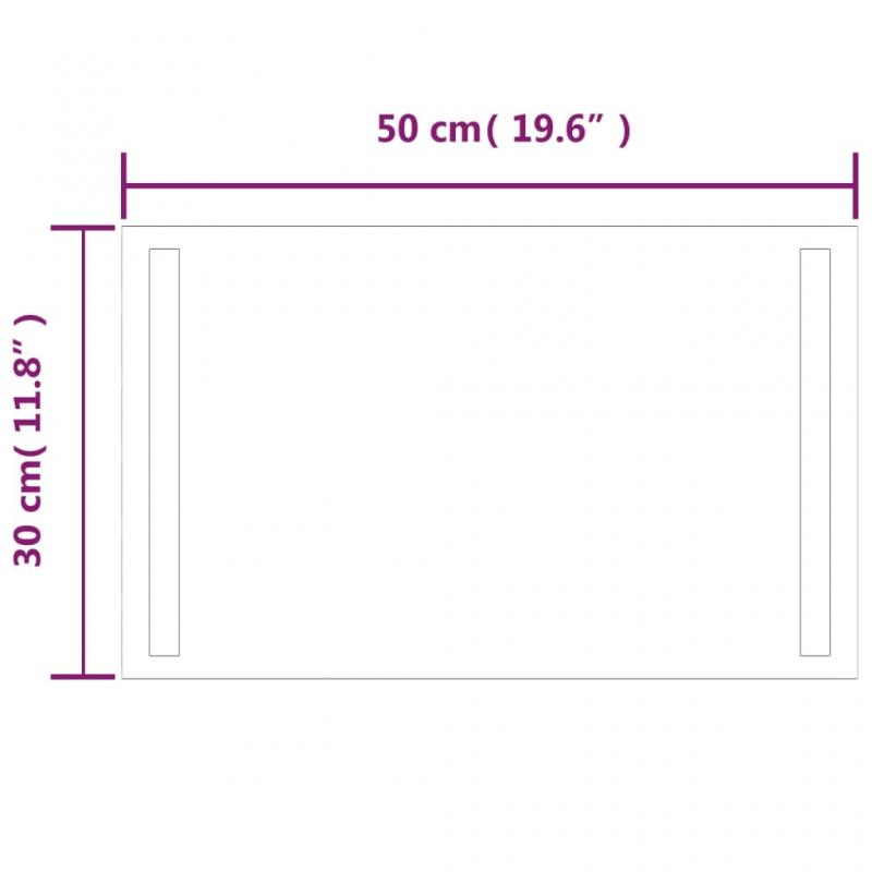 1 VidaXL Badrumsspegel LED rektangulr 50x30 cm