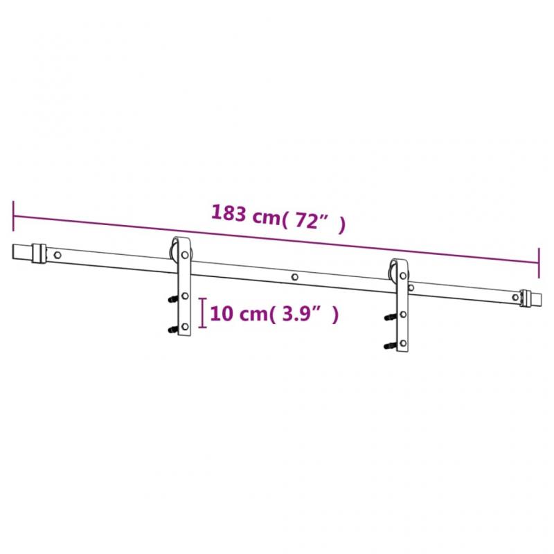 1 VidaXL Skjutdrr med beslag 070x210 cm massiv furu svart