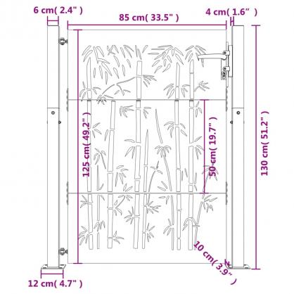 1 VidaXL Trdgrdsgrind rosttrgt stl bambudesign 105x130 cm