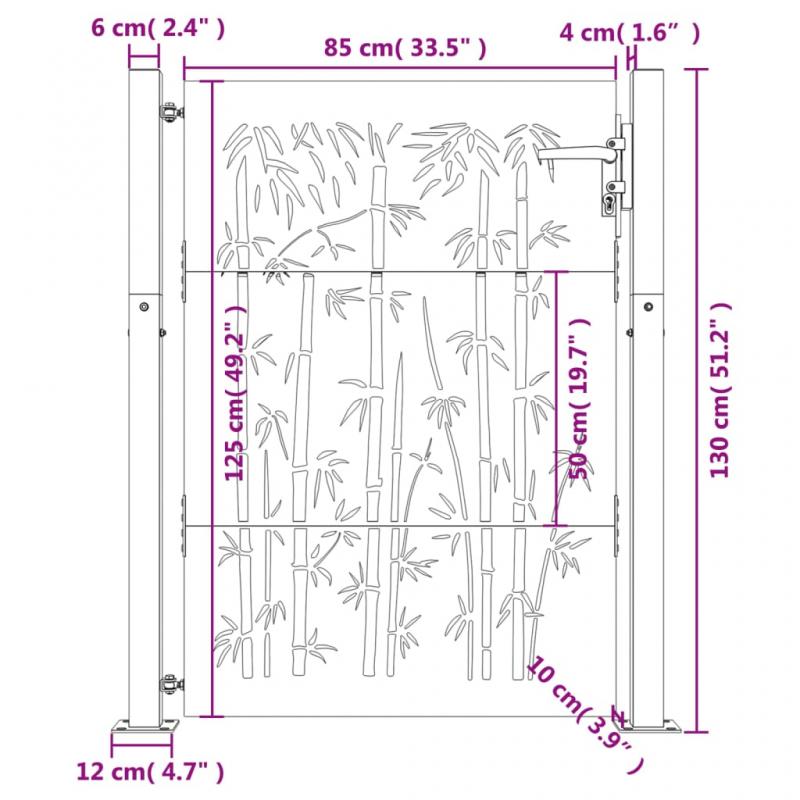 1 VidaXL Trdgrdsgrind rosttrgt stl bambudesign 105x130 cm