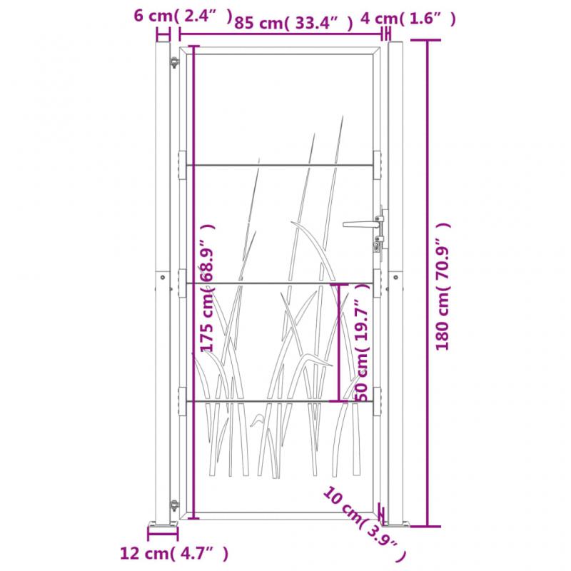 1 VidaXL Trdgrdsgrind rosttrgt stl grsdesign 105x180 cm