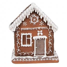 1 Clayre Eef Juldekoration Inomhus Hus med LED Brun 13x13x15 cm / 3xAAA