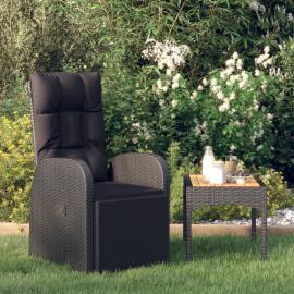 1 VidaXL Justerbar trädgårdsstol konstrotting med dyna svart svart
