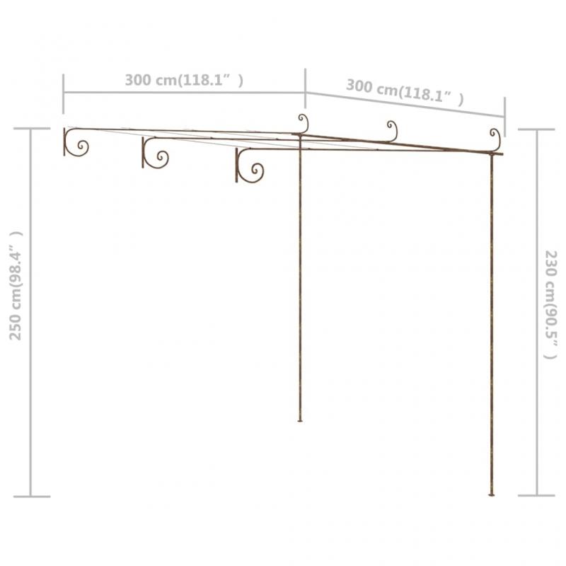 1 VidaXL Pergola antikbrun 3x3x2,5 m jrn