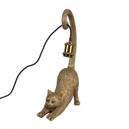 1 Clayre Eef Bordslampa Katt Guldfrgad 31x17x49 cm