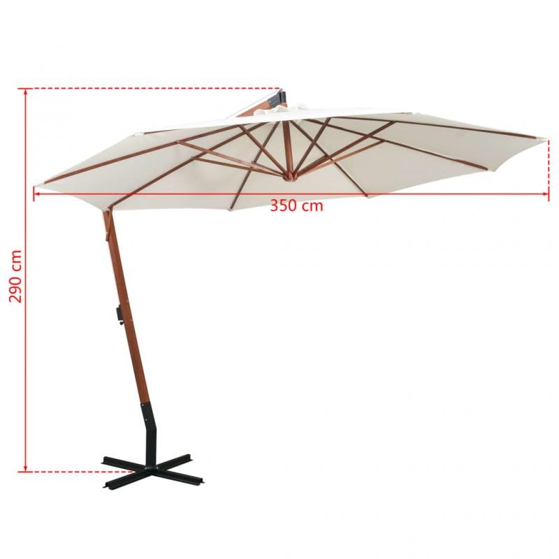 1 VidaXL Frihngande parasoll med trstng 350 cm vit