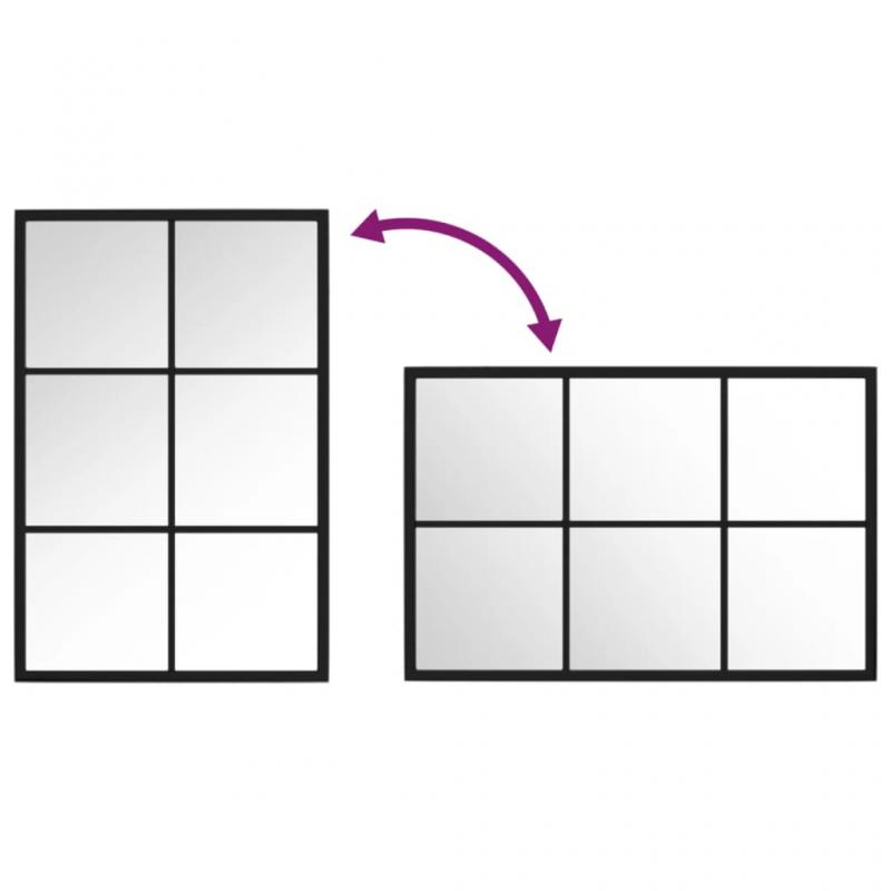 1 VidaXL Vggspegel svart 60x40 cm metall