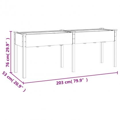 1 VidaXL Odlingslda med foder brun 203x53x76 cm massivt grantr